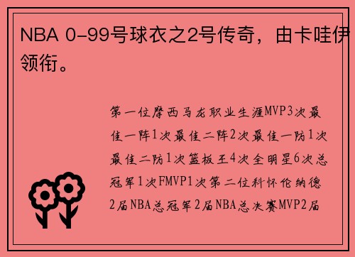 NBA 0-99号球衣之2号传奇，由卡哇伊领衔。